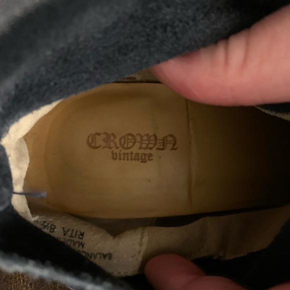 Vintage Crown Navy Suede Chunk Heel Booties - Picture 6 of 7